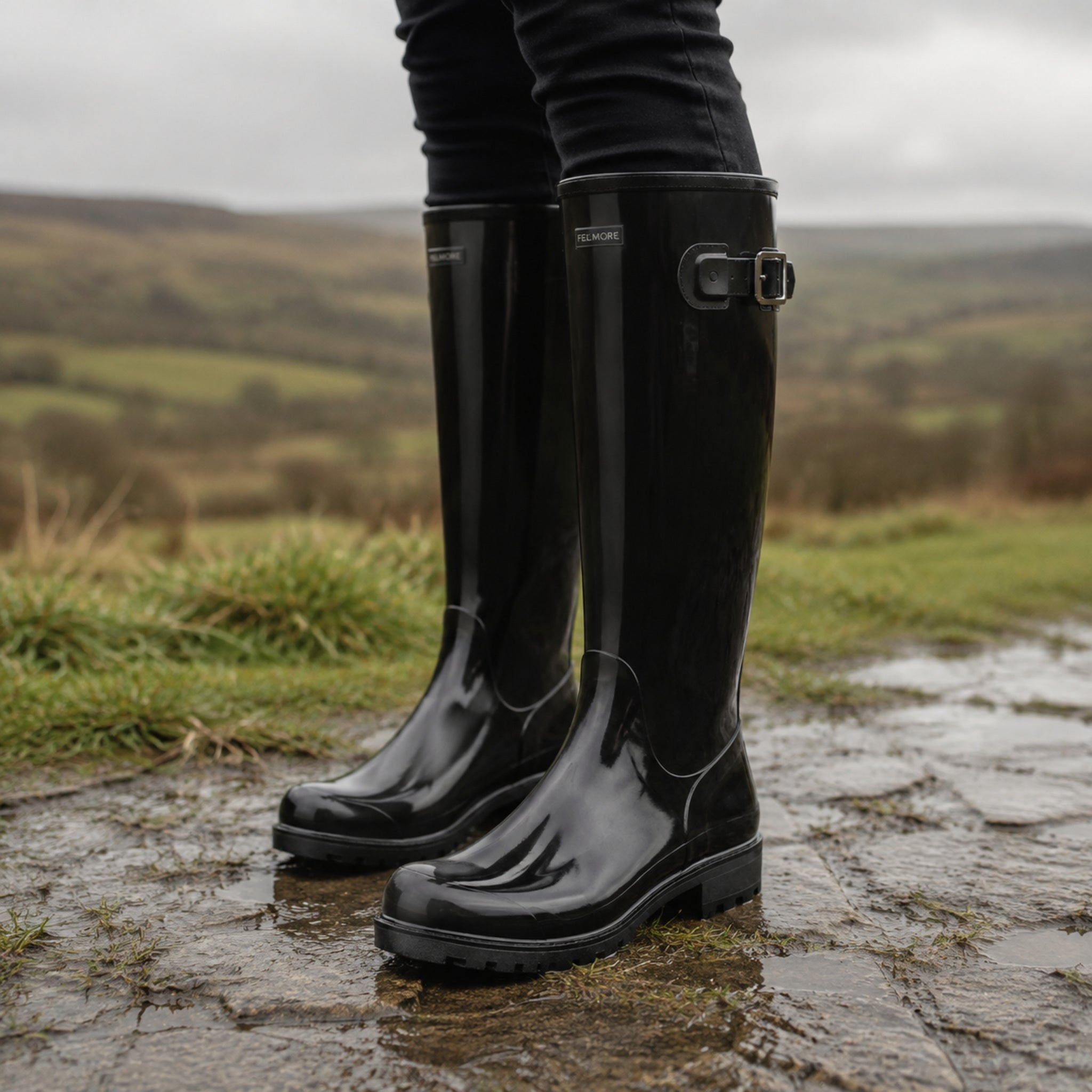 Women's Elmswell Tall Wellington — Gloss Black