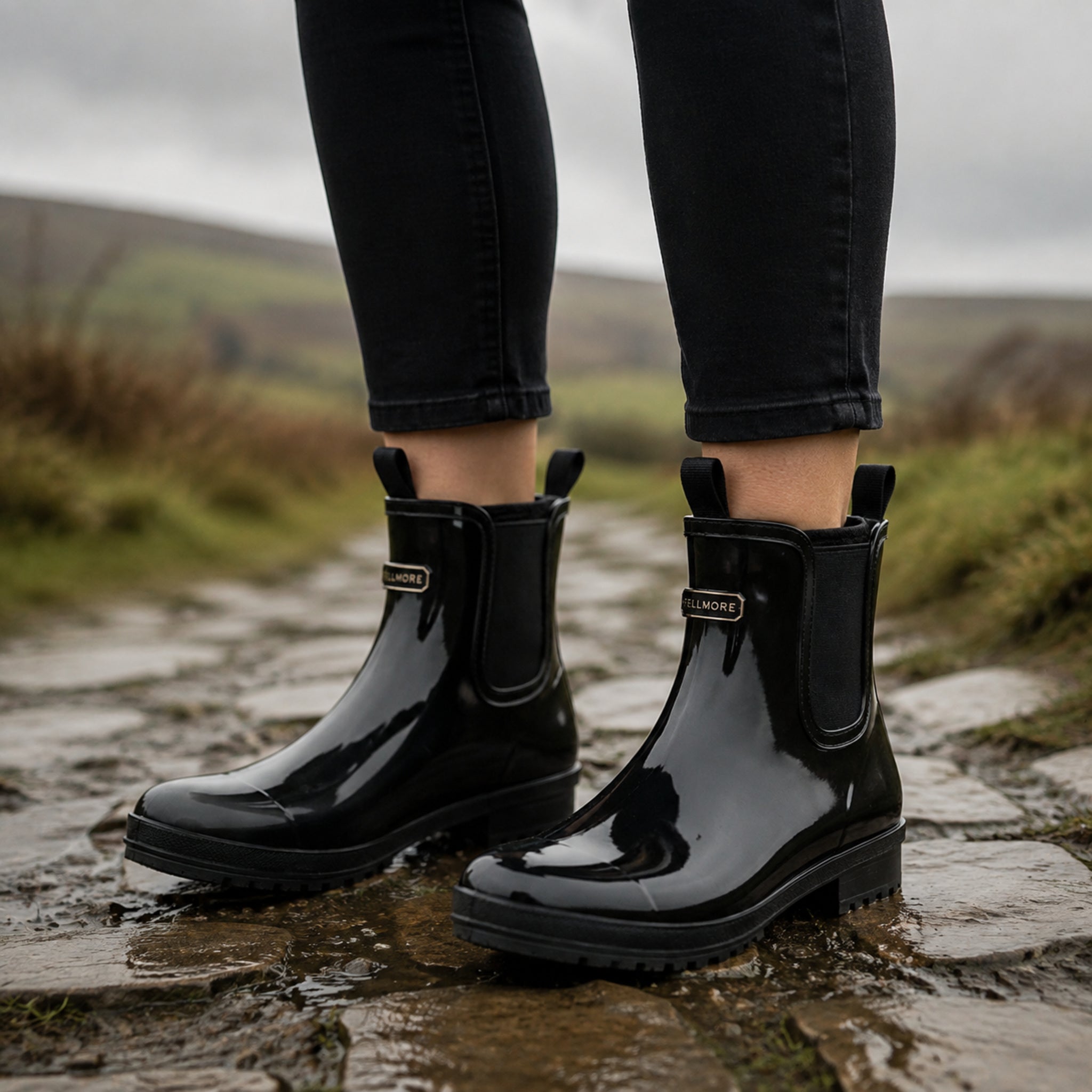 Women's Juniper Ankle Wellington — Gloss Black